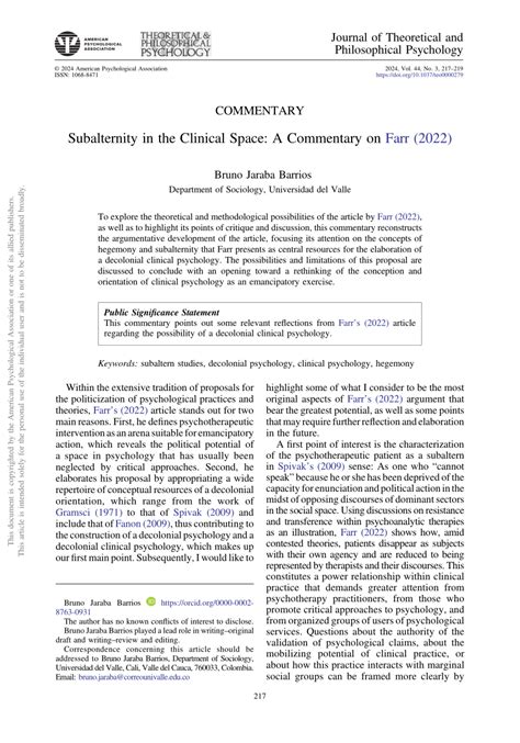 The Concept of Subalternity: Theoretical and Methodological .